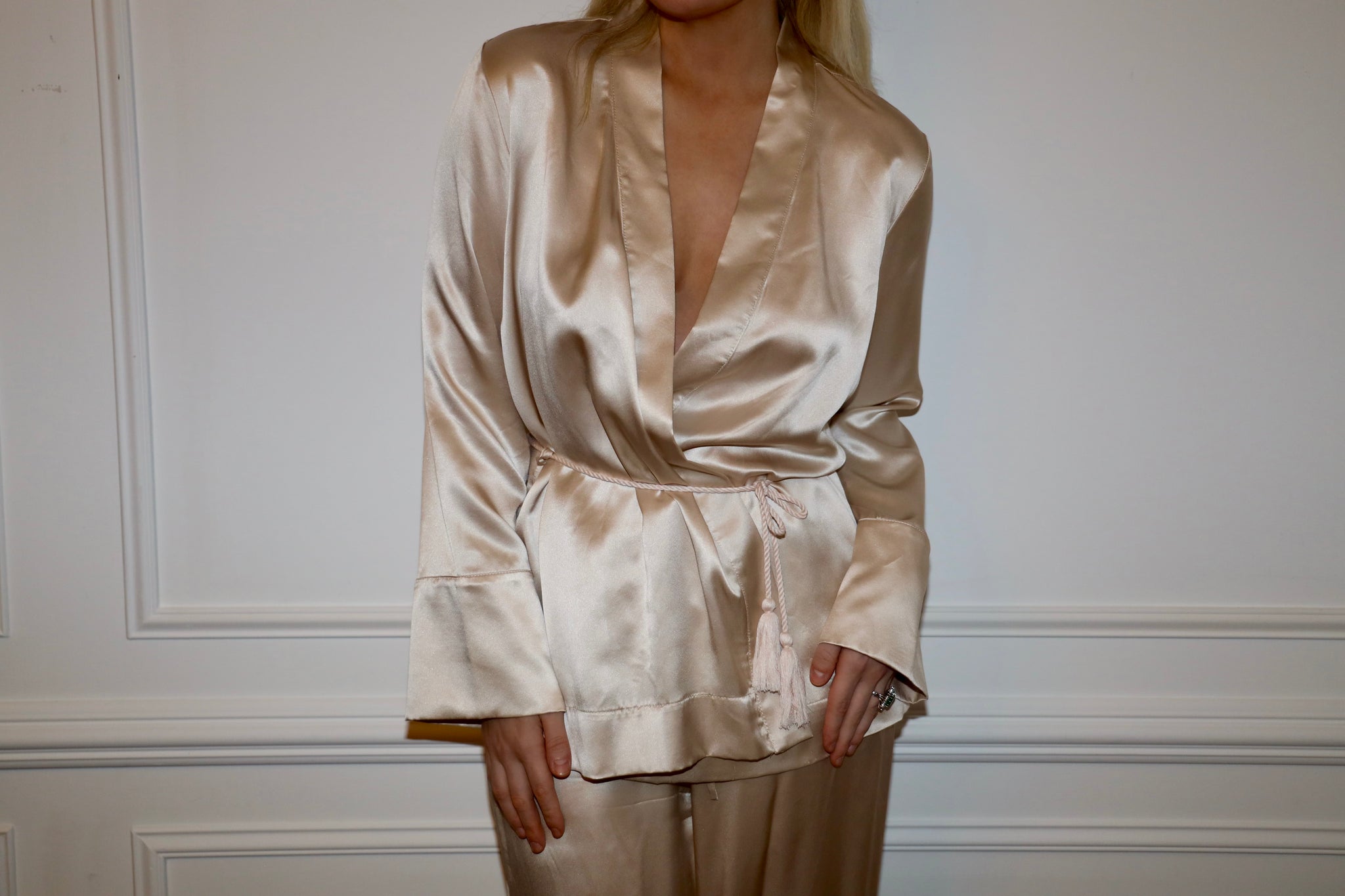 Champagne Silk Tassel Robe Top