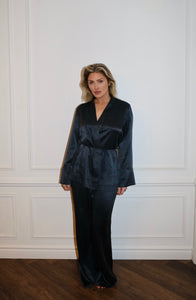 Off-Black Silk Drawstring Pant