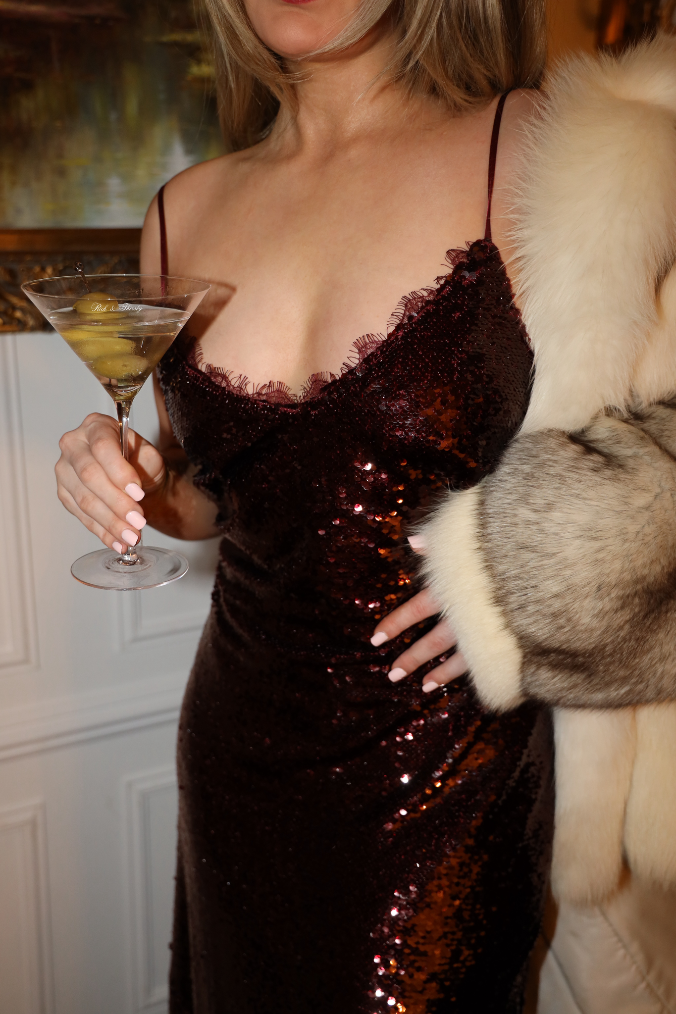 Sequin & Lace Slip Gown