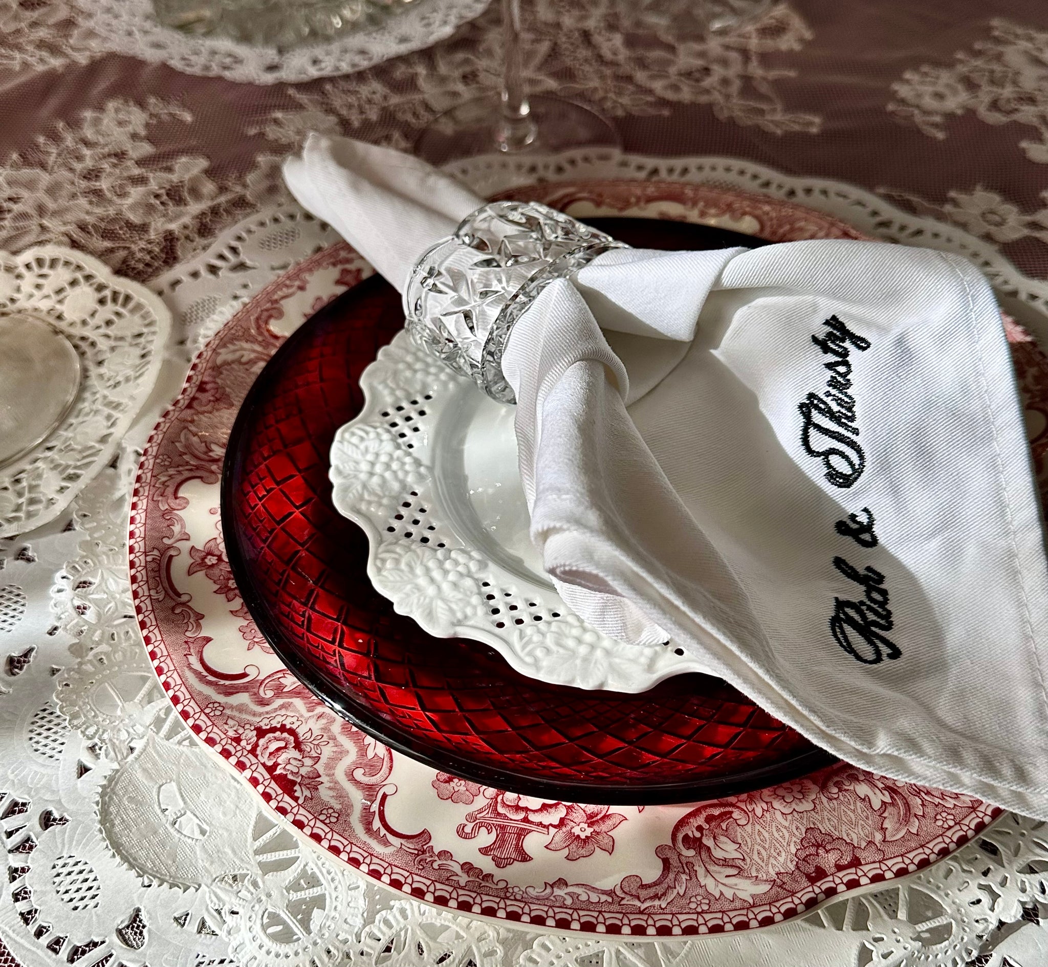 Embroidered Formal Dinner Napkins